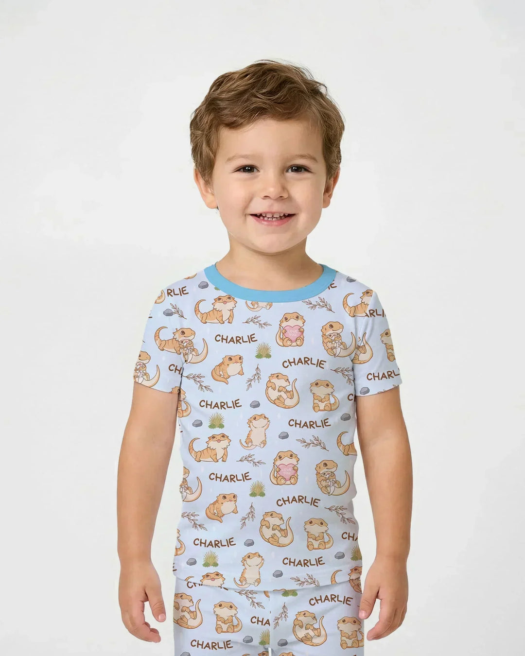 Custom Name Clueless Beardie Bamboo Two Piece Short Sleeve Pajama Set