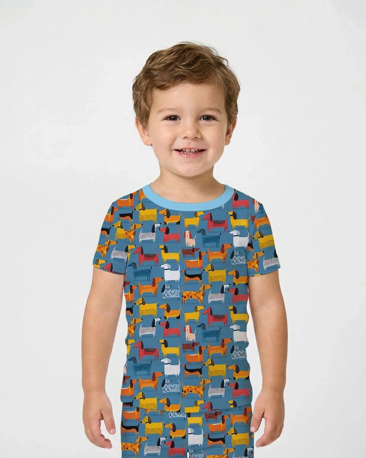 Whimsical Dachshund Bamboo Two Piece Short Sleeve Pajama Set