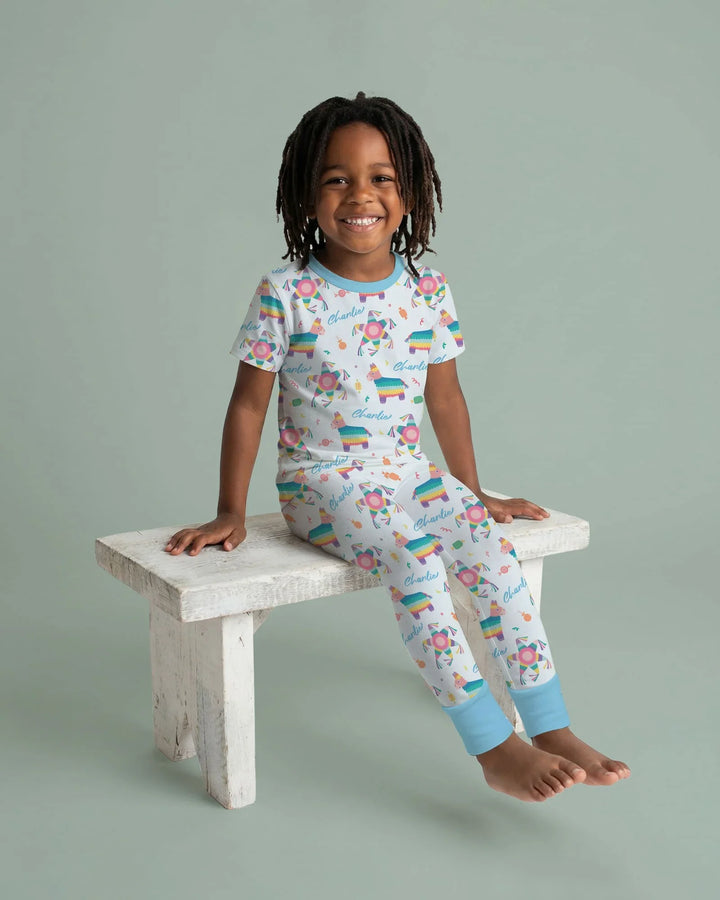 Custom Name Smash the Pinata Bamboo Two Piece Short Sleeve Pajama Set
