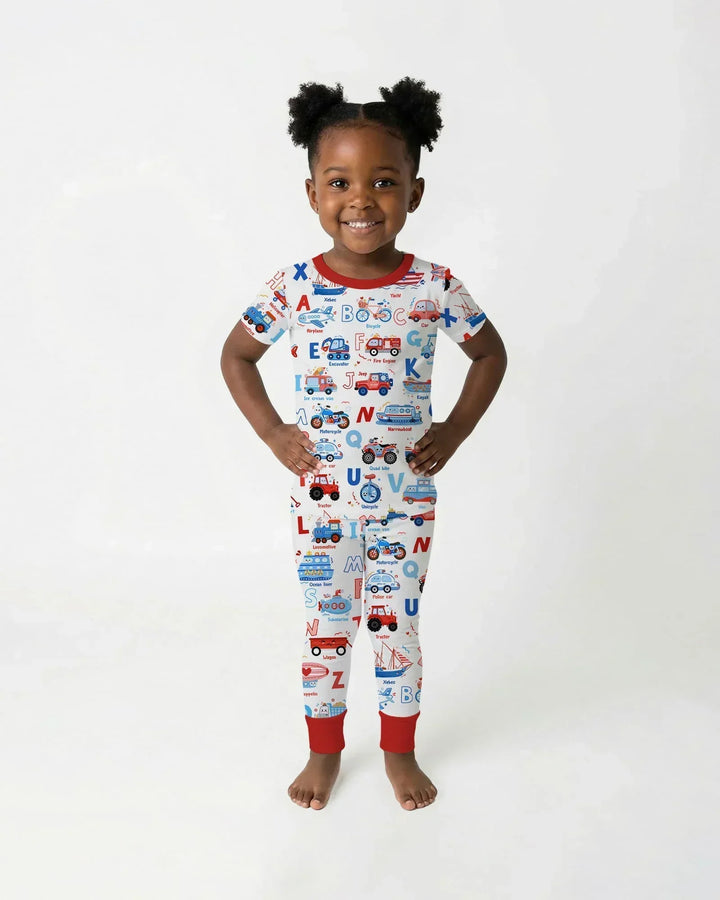 Patriotic Construction Bamboo Two Piece Short Sleeve Pajama Set