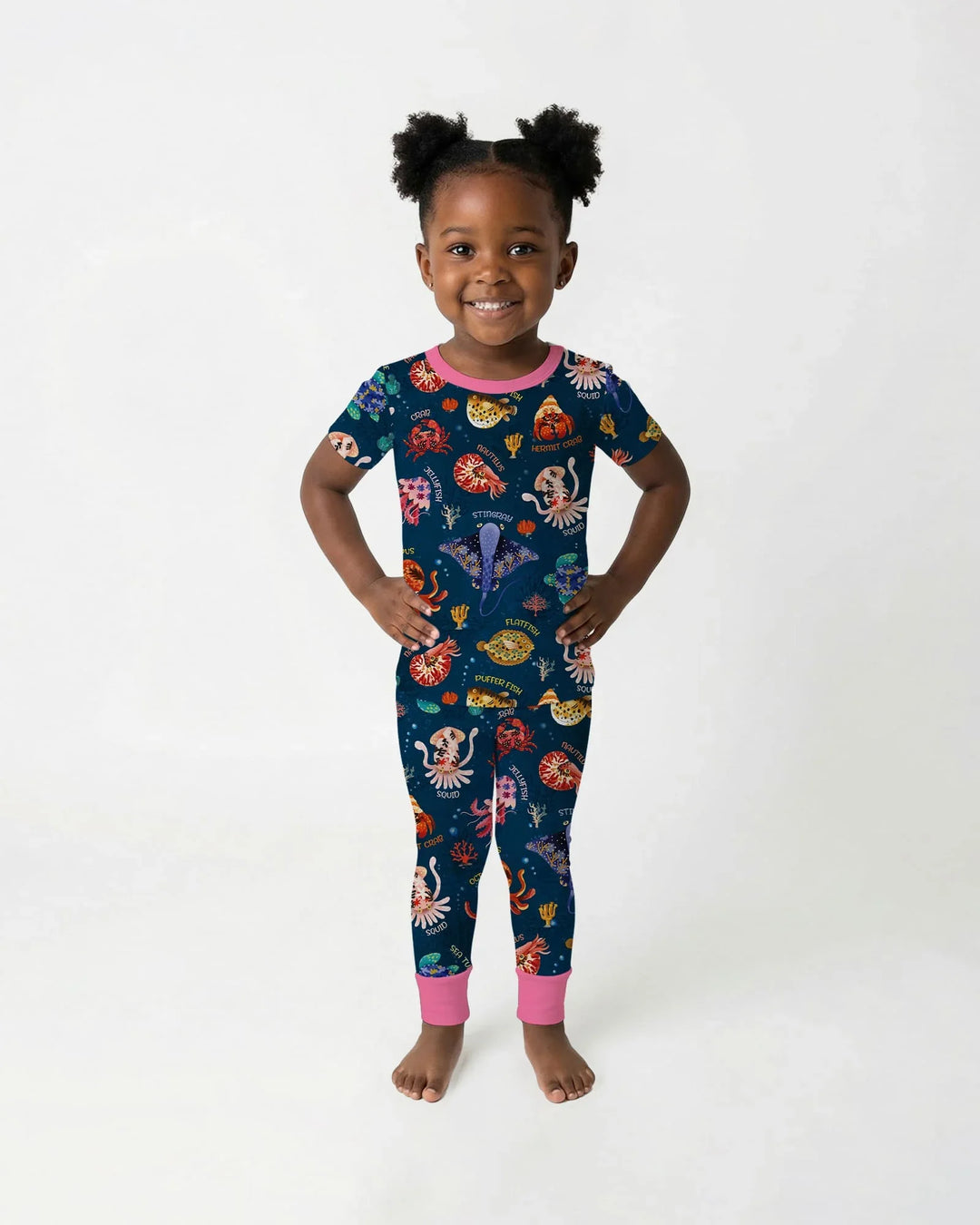 Deep Blue Wonders Bamboo Two Piece Short Sleeve Pajama Set