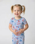 Girly Patriotic Bamboo Two Piece Short Sleeve Pajama Set