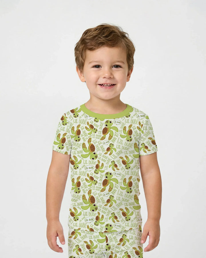 Father and Son Turtle Bamboo Two Piece Short Sleeve Pajama Set
