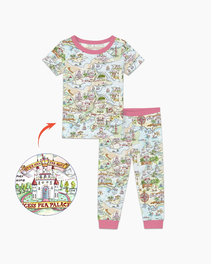 Once Upon A Map Mommy & Baby Matching Bamboo Two Piece Short Sleeve Pajama Set