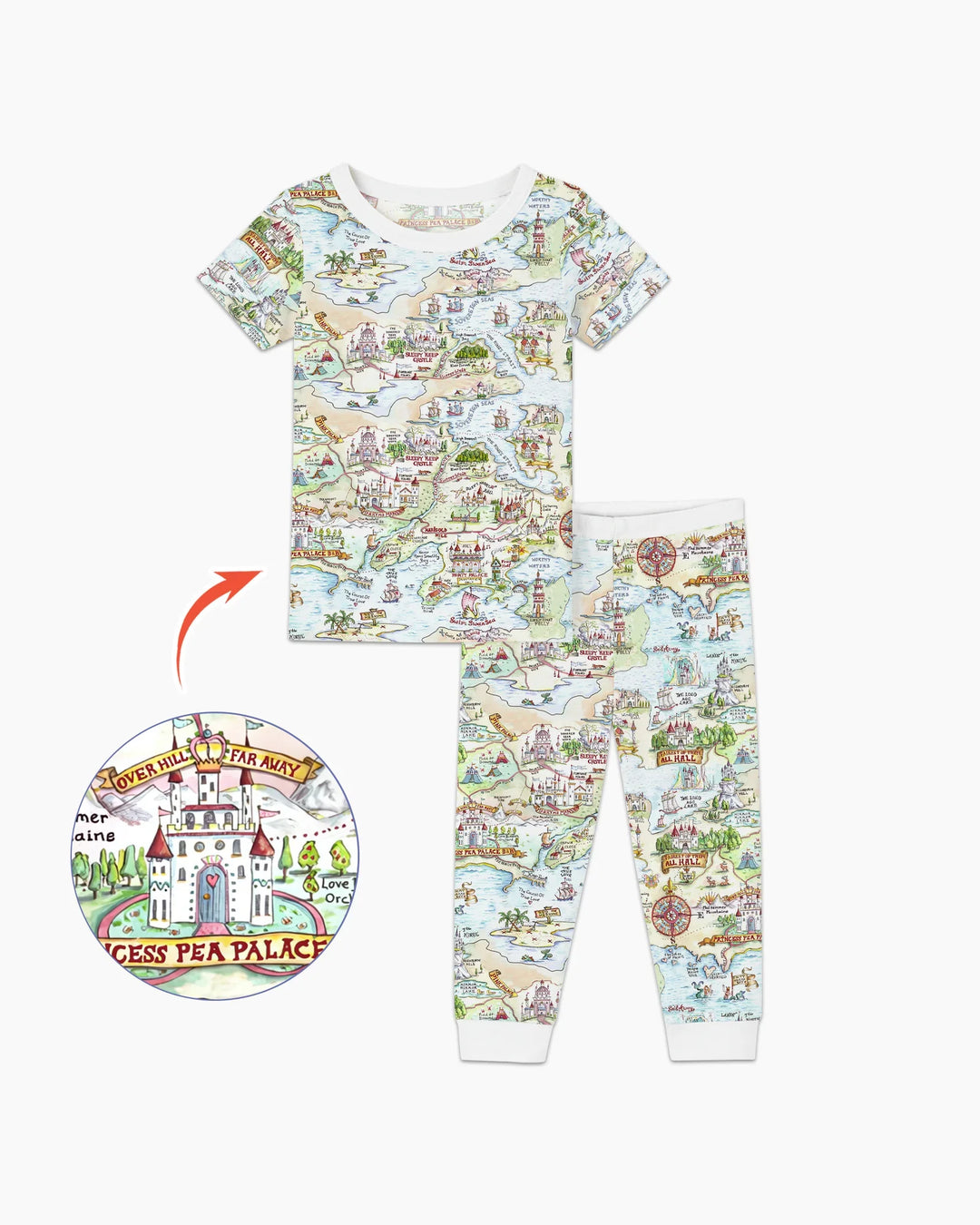 Once Upon A Map Mommy & Baby Matching Bamboo Two Piece Short Sleeve Pajama Set
