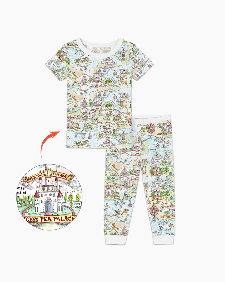 Once Upon A Map Mommy & Baby Matching Bamboo Two Piece Short Sleeve Pajama Set