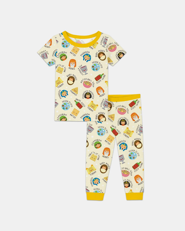 Cute Passover CharactersBamboo Two Piece Short Sleeve Pajama Set