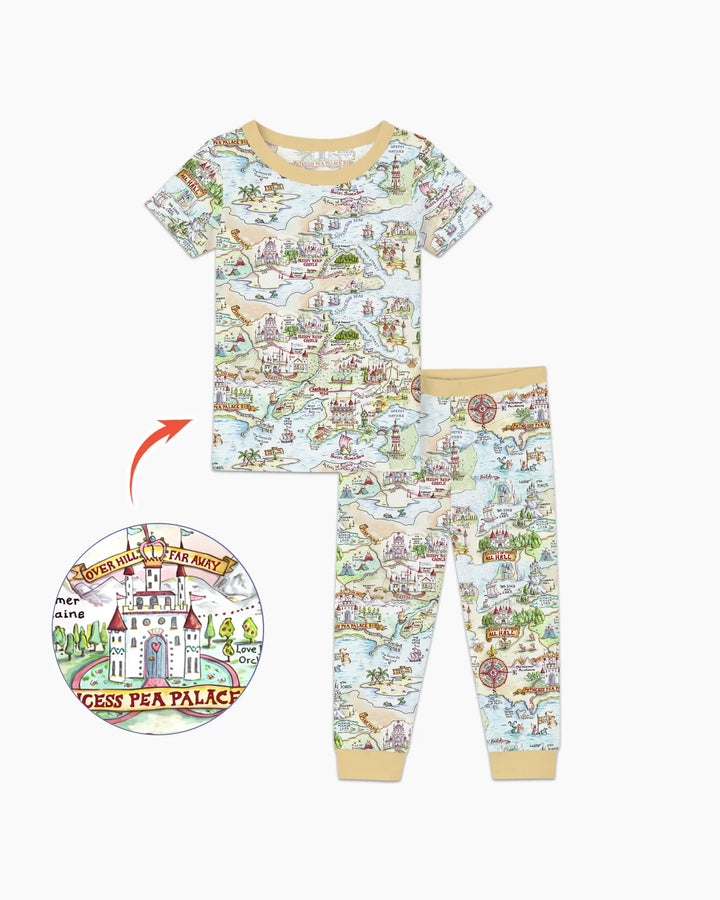 Once Upon A Map Mommy & Baby Matching Bamboo Two Piece Short Sleeve Pajama Set