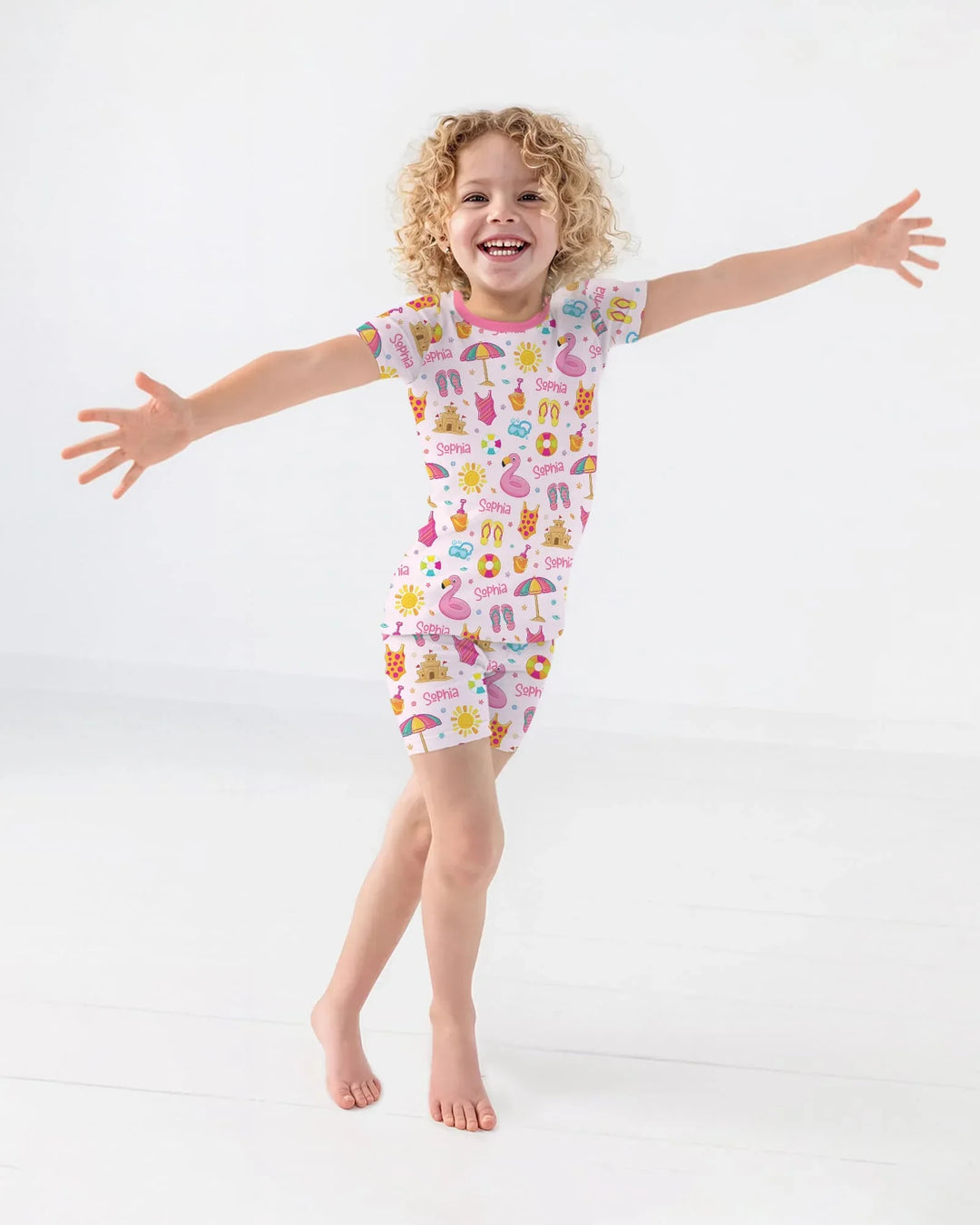 Custom Name Summer is Fun Bamboo Two Piece Short Sleeve Shorts Pajama Set