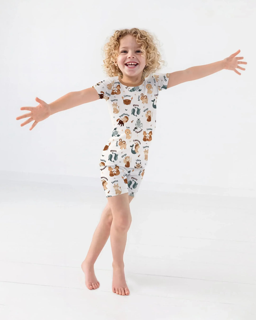 Cute Kids Horoscope Bamboo Two Piece Short Sleeve Shorts Pajama Set