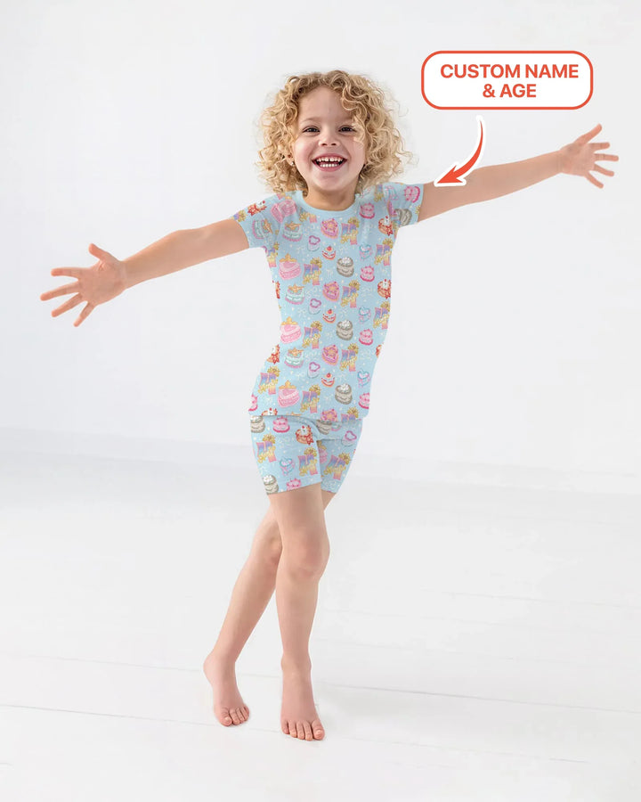 Custom Princess Baby Birthday Bamboo Two Piece Short Sleeve Shorts Pajama Set