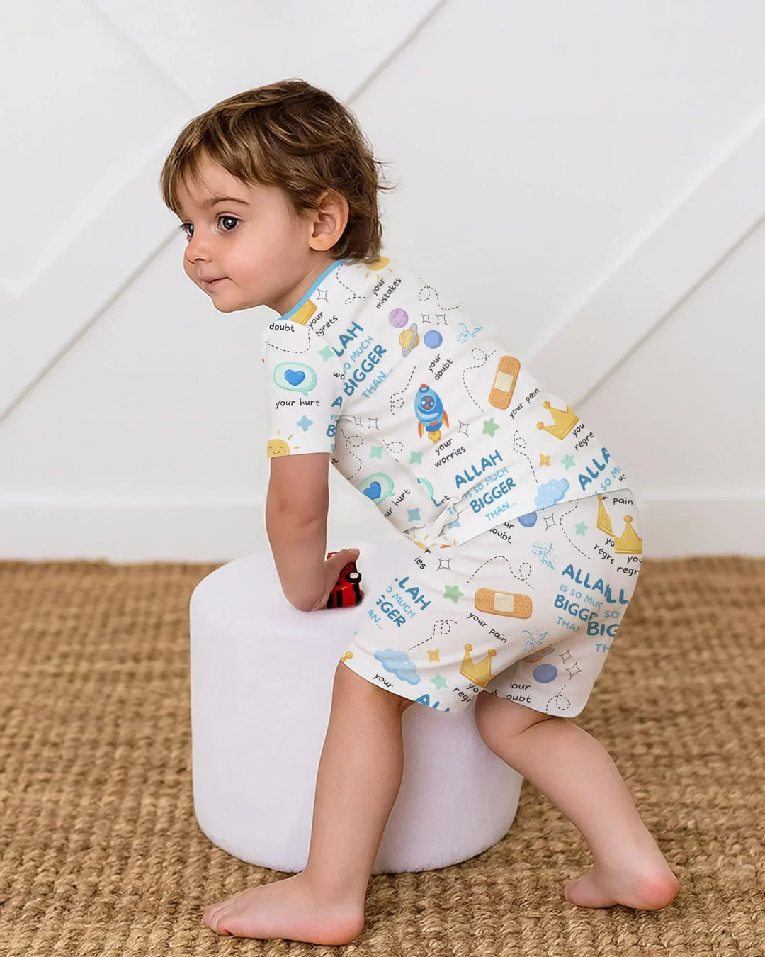 "Allah Is So Much Bigger Than..." Family Matching Bamboo Two Piece Short Sleeve Shorts Pajama Set