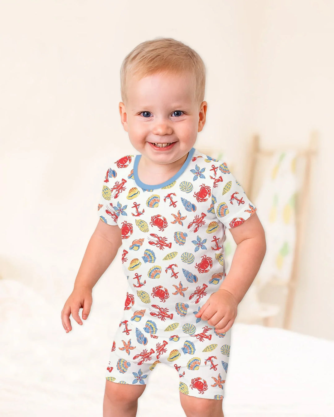 Catch Of The Day Family Matching Bamboo Two Piece Short Sleeve Shorts Pajama Set