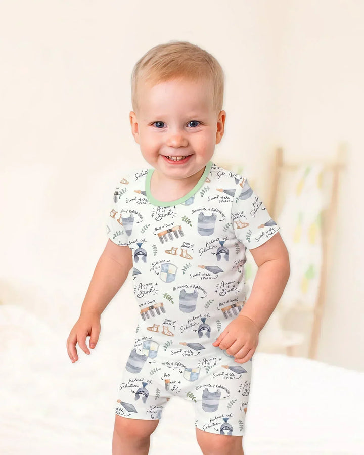 Ephesians 6:10-18 Armor of God Bamboo Two Piece Short Sleeve Shorts Pajama Set