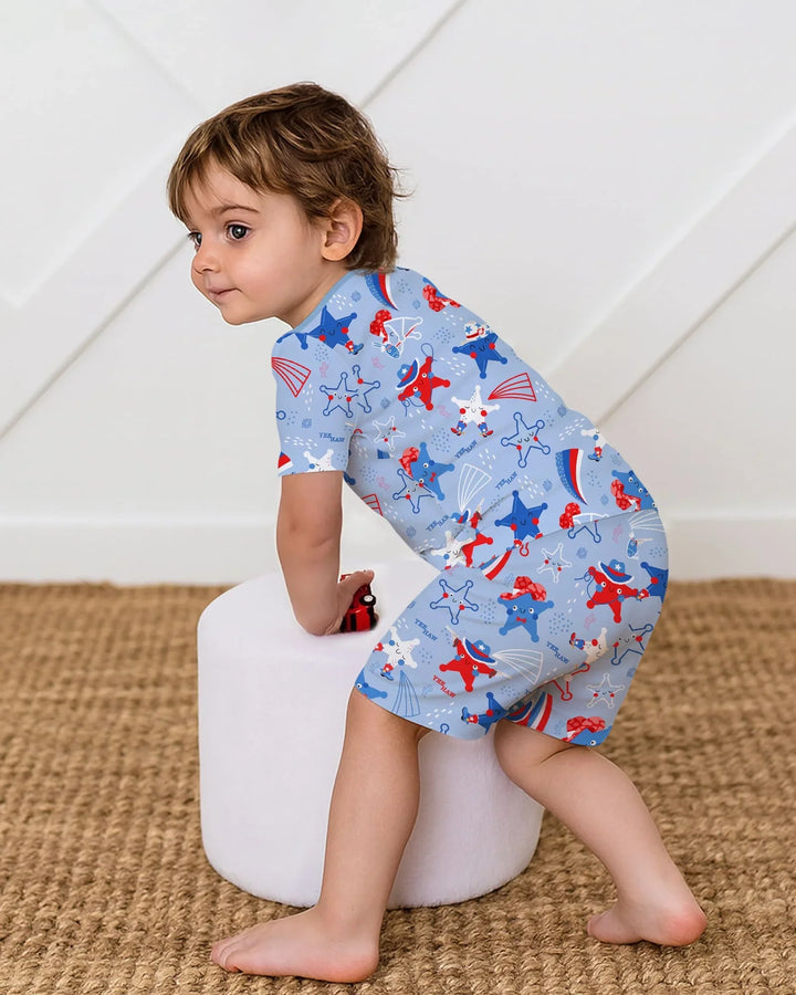 Howdy America Star Bamboo Two Piece Short Sleeve Shorts Pajama Set