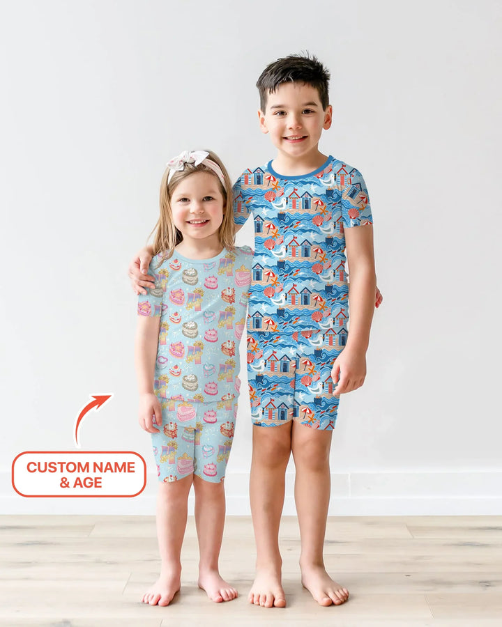 Custom Princess Baby Birthday Bamboo Two Piece Short Sleeve Shorts Pajama Set