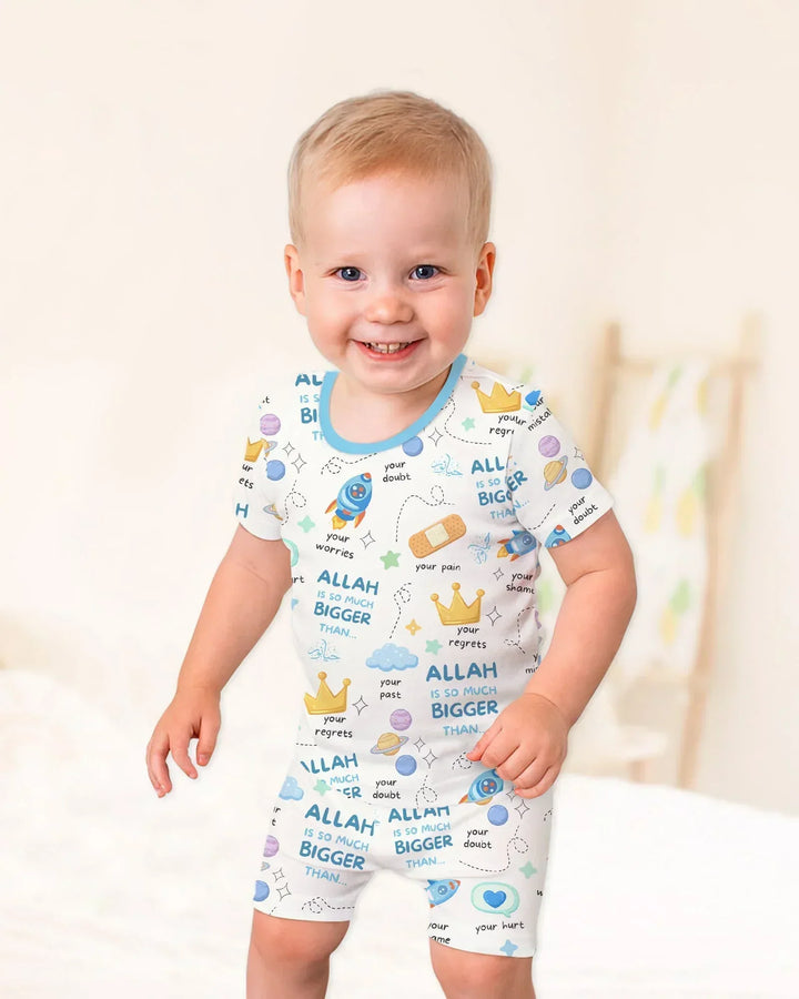 "Allah Is So Much Bigger Than..." Family Matching Bamboo Two Piece Short Sleeve Shorts Pajama Set