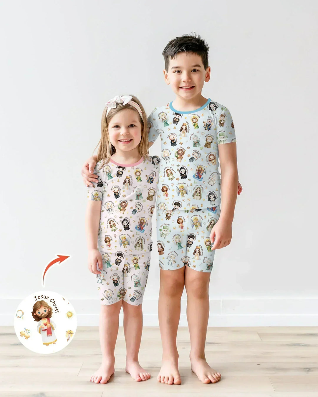 Little Saints Bamboo Two Piece Short Sleeve Shorts Pajama Set