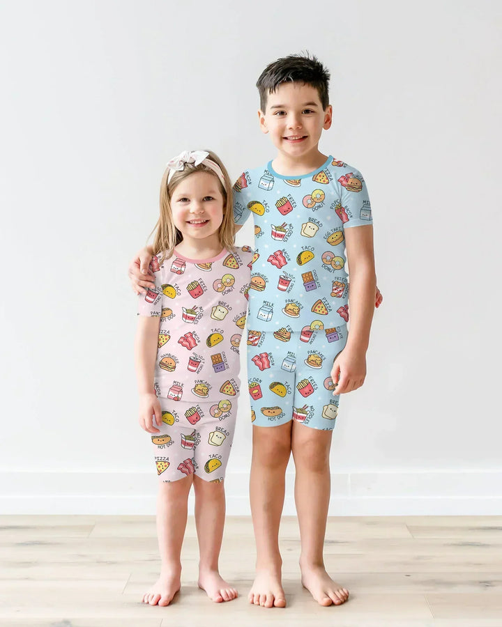 Kawaii Yummy Food Bamboo Two Piece Short Sleeve Shorts Pajama Set