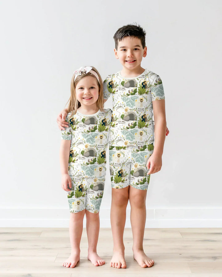 He Is Risen Two Piece Short Sleeve Shorts Pajama Set