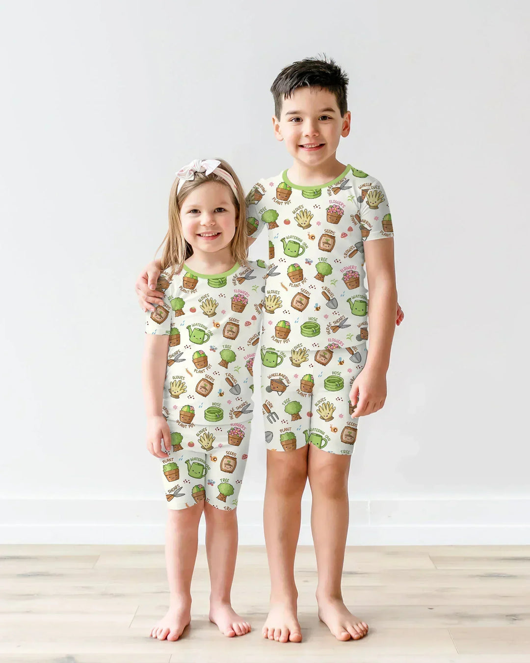Kawaii Garden Crew Bamboo Two Piece Short Sleeve Shorts Pajama Set