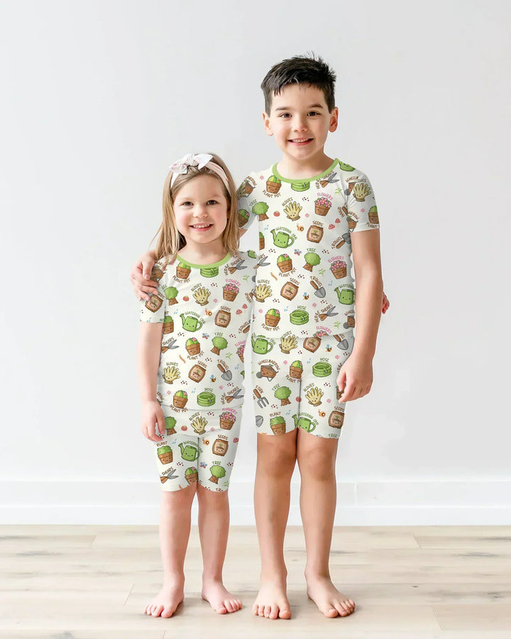 Kawaii Garden Crew Bamboo Two Piece Short Sleeve Shorts Pajama Set