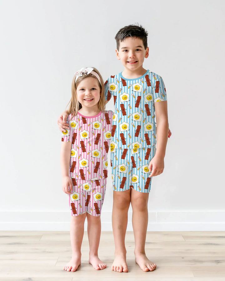 Breakfast Club Bamboo Two Piece Short Sleeve Shorts Pajama Set