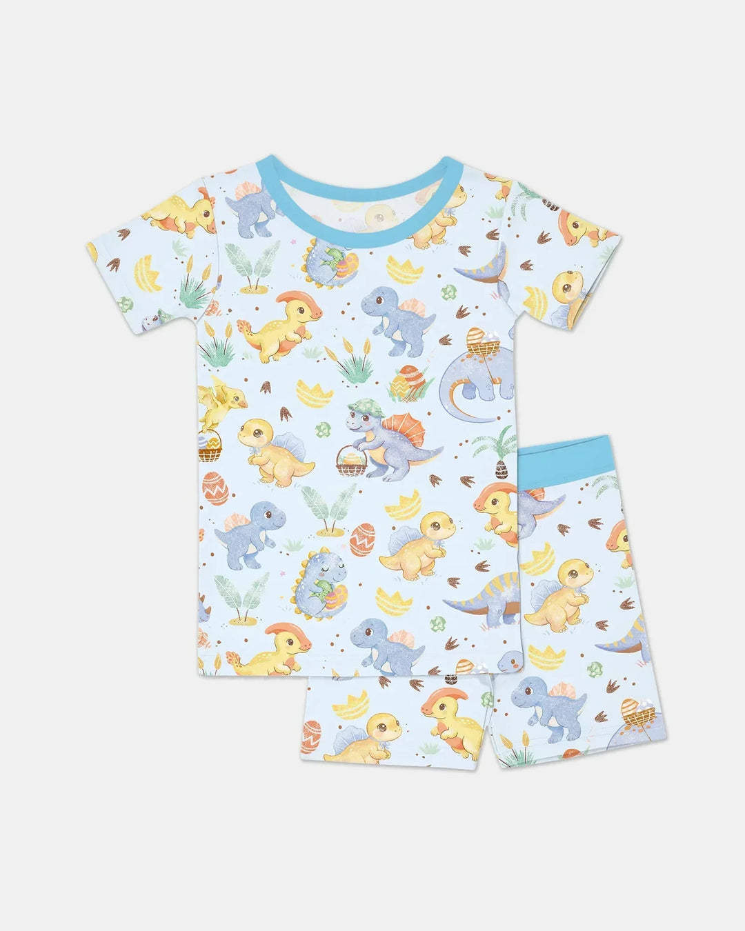 Dino Easter Bamboo Two Piece Short Sleeve Shorts Pajama Set