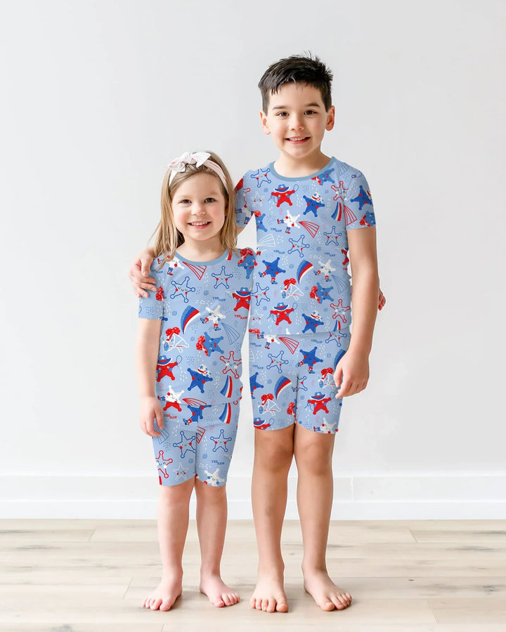 Howdy America Star Bamboo Two Piece Short Sleeve Shorts Pajama Set