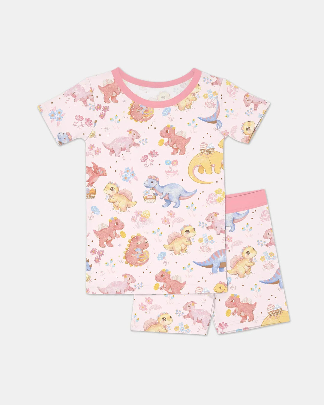 Dino Easter Bamboo Two Piece Short Sleeve Shorts Pajama Set