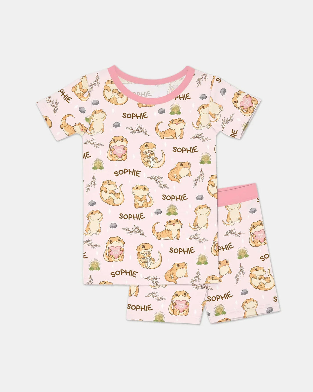 Custom Name Clueless Beardie Bamboo Two Piece Short Sleeve Shorts Pajama Set