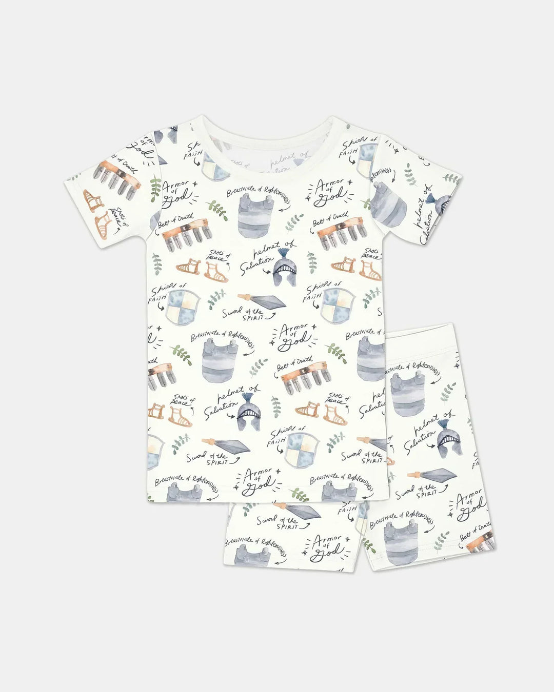 Ephesians 6:10-18 Armor of God Bamboo Two Piece Short Sleeve Shorts Pajama Set
