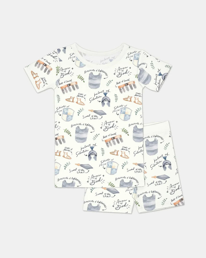 Ephesians 6:10-18 Armor of God Bamboo Two Piece Short Sleeve Shorts Pajama Set