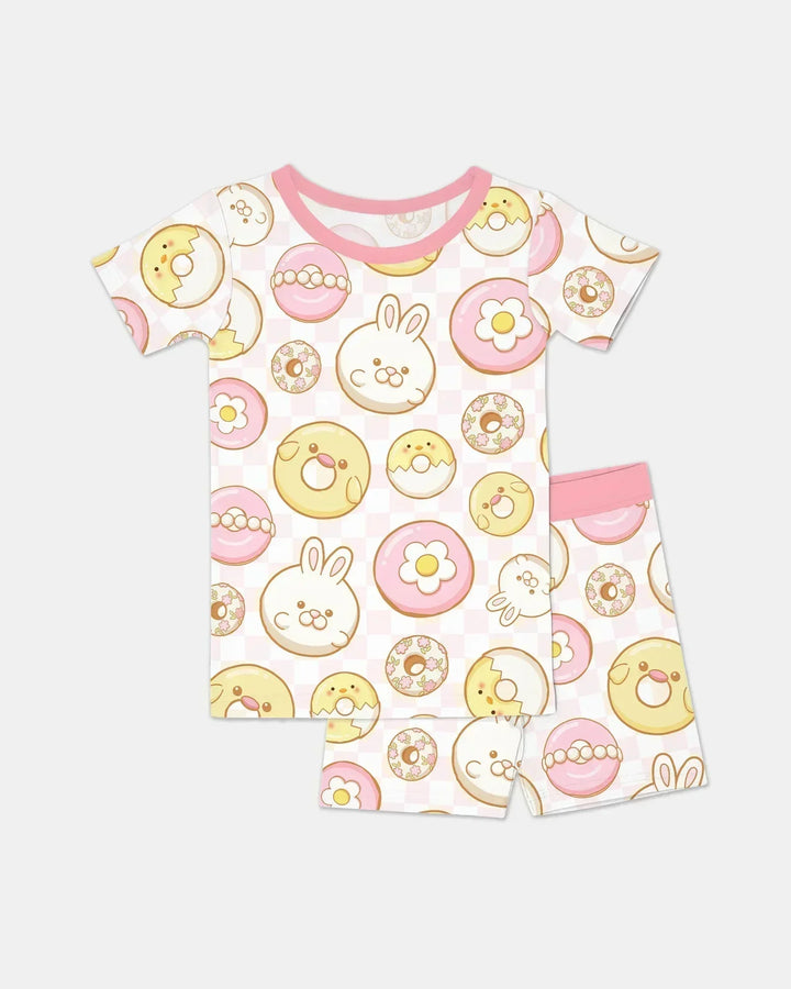 Easter Donuts Bamboo Two Piece Short Sleeve Shorts Pajama Set