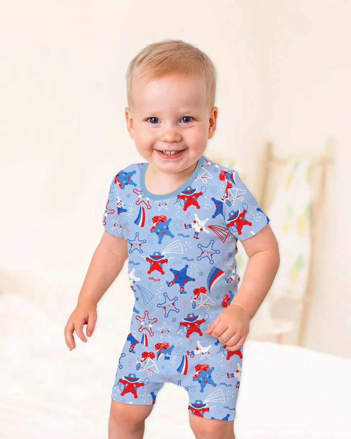 Howdy America Star Bamboo Two Piece Short Sleeve Shorts Pajama Set