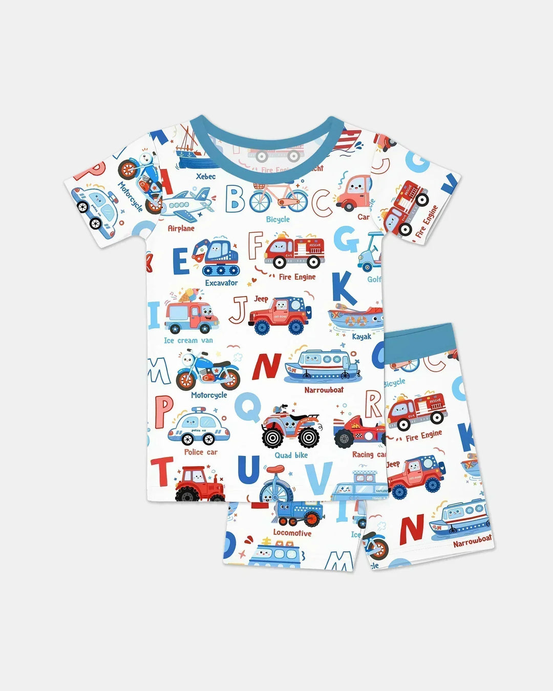 Patriotic Construction Bamboo Two Piece Short Sleeve Shorts Pajama Set