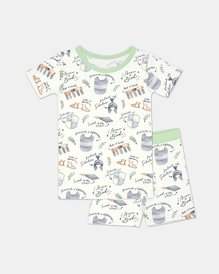Ephesians 6:10-18 Armor of God Bamboo Two Piece Short Sleeve Shorts Pajama Set