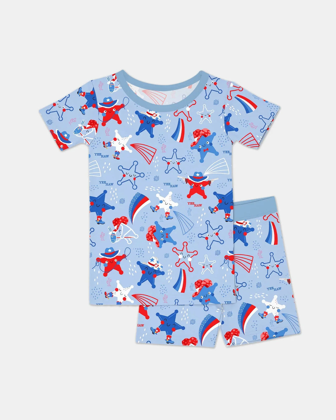 Howdy America Star Bamboo Two Piece Short Sleeve Shorts Pajama Set