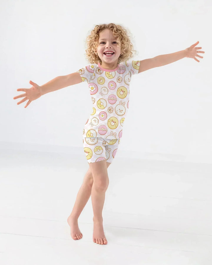 Easter Donuts Bamboo Two Piece Short Sleeve Shorts Pajama Set