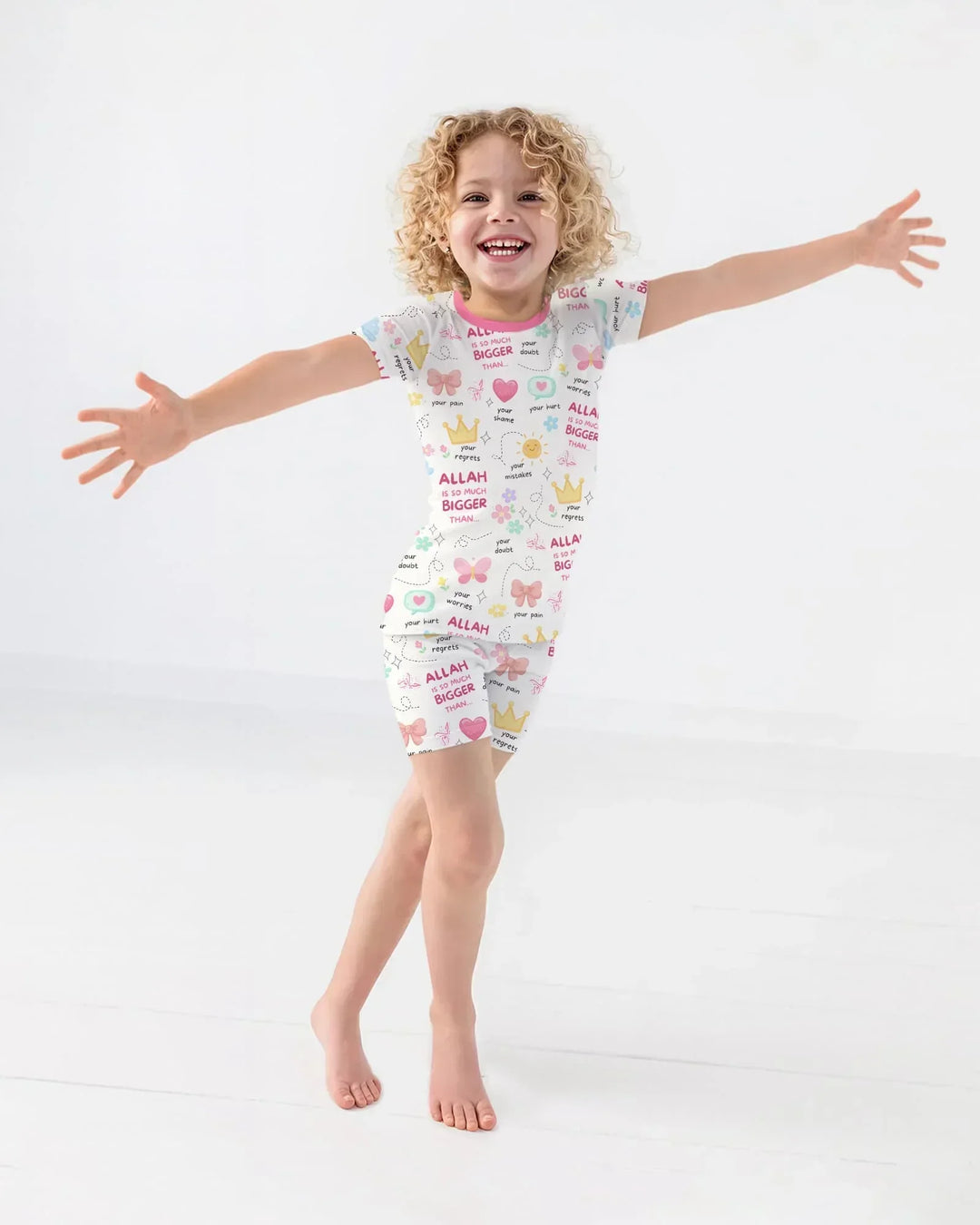 "Allah Is So Much Bigger Than..." Family Matching Bamboo Two Piece Short Sleeve Shorts Pajama Set