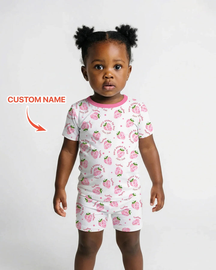 Hand Picked By God Custom Name Bamboo Two Piece Short Sleeve Shorts Pajama Set