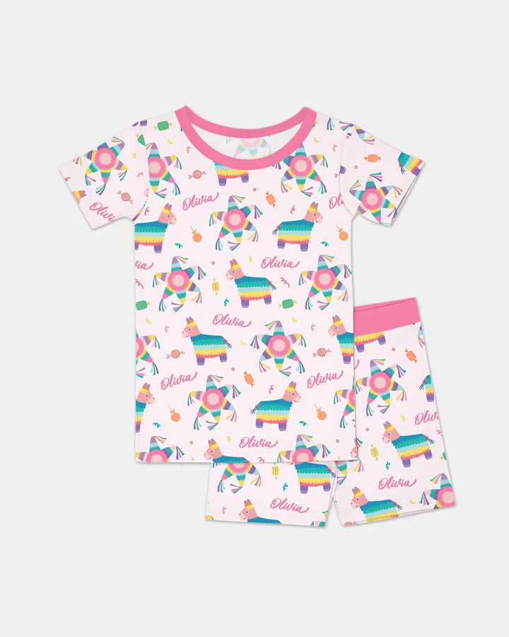 Custom Name Smash the Pinata Bamboo Two Piece Short Sleeve Shorts Pajama Set