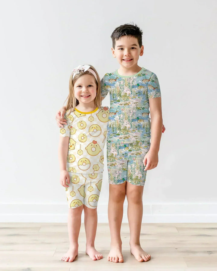 Easter Donuts Bamboo Two Piece Short Sleeve Shorts Pajama Set