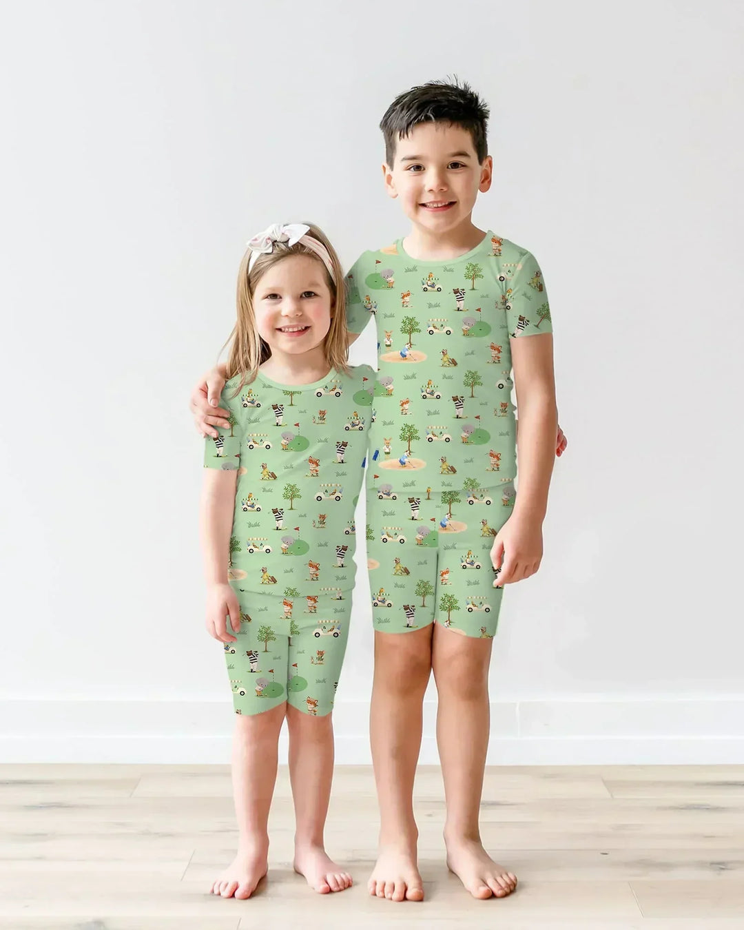 Let's Golf Bamboo Two Piece Short Sleeve Shorts Pajama Set