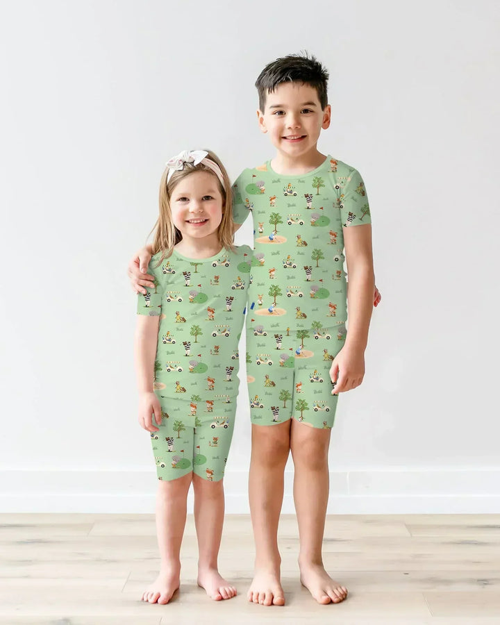 Let's Golf Bamboo Two Piece Short Sleeve Shorts Pajama Set
