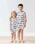 Patriotic Construction Bamboo Two Piece Short Sleeve Shorts Pajama Set
