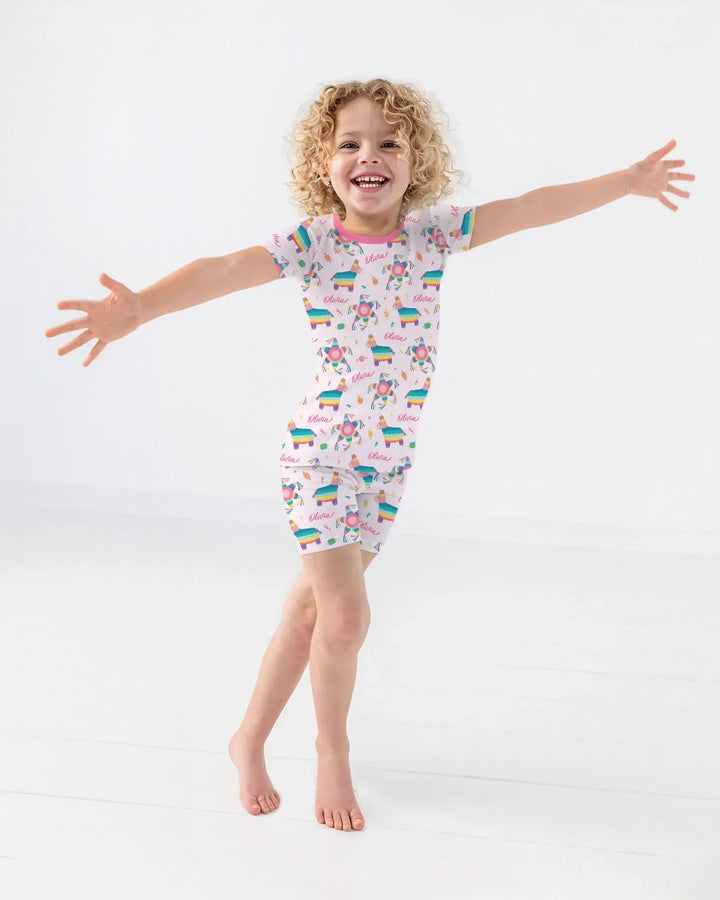 Custom Name Smash the Pinata Bamboo Two Piece Short Sleeve Shorts Pajama Set