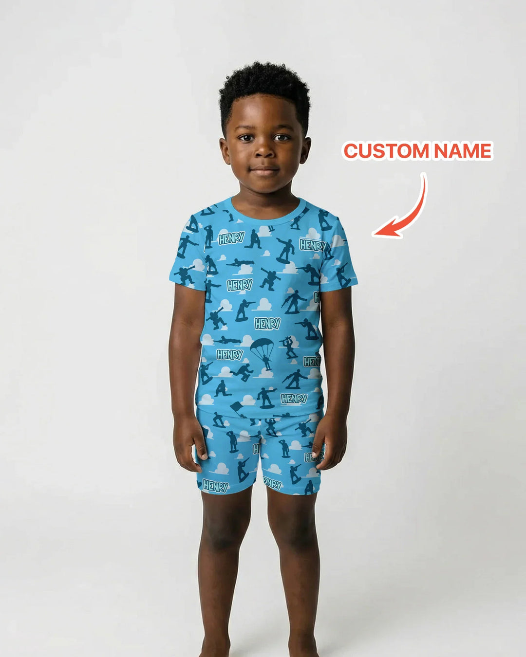 Army Men Memorial Day Bamboo Two Piece Short Sleeve Shorts Pajama Set