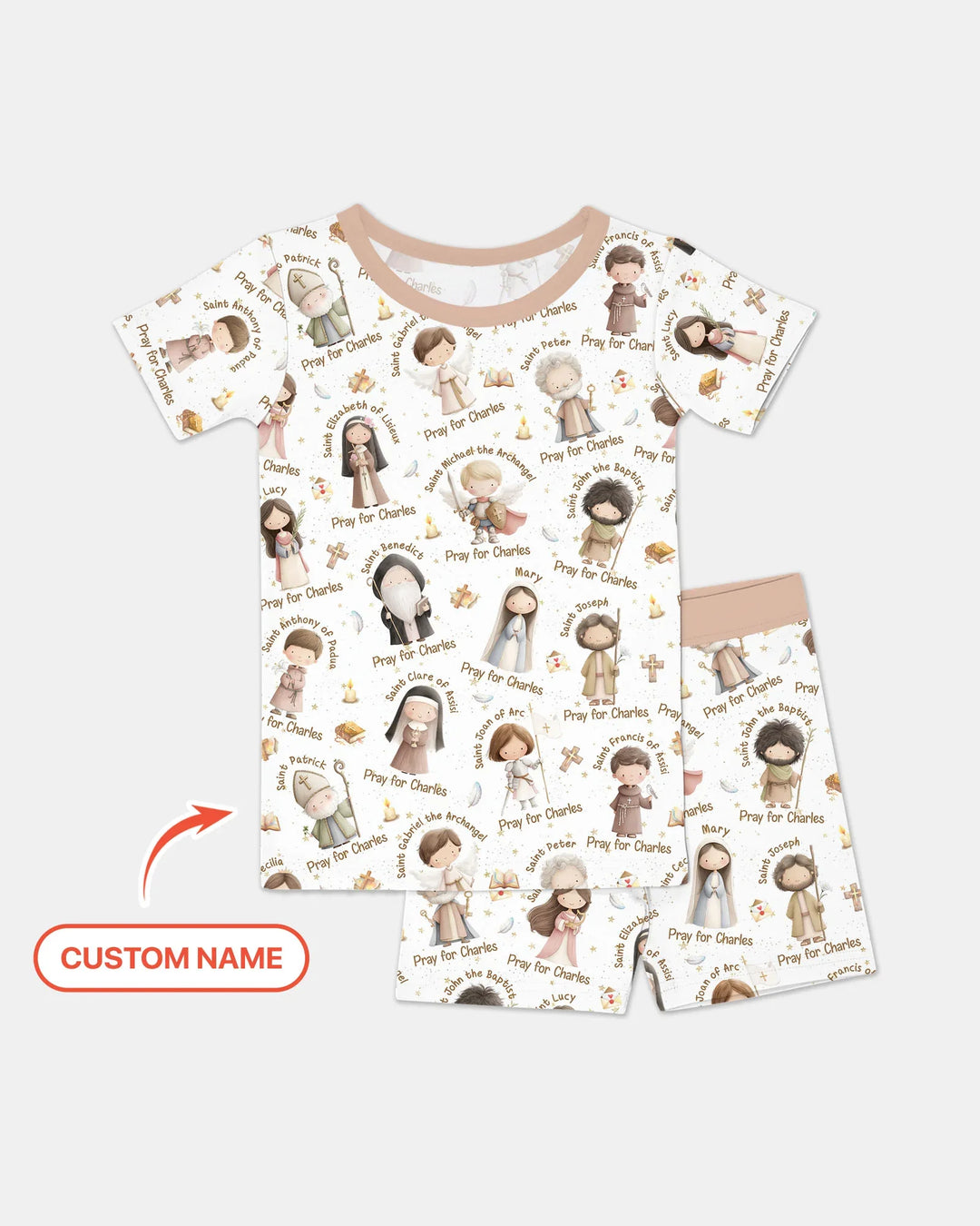 Pray For Me Custom Name Bamboo Two Piece Short Sleeve Shorts Pajama Set
