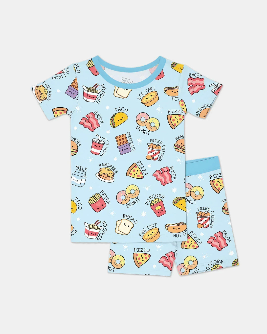 Kawaii Yummy Food Bamboo Two Piece Short Sleeve Shorts Pajama Set